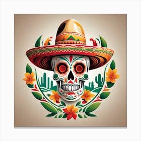 Day Of The Dead Skull 109 Canvas Print