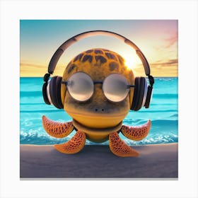 Turtle With Headphones 1 Canvas Print