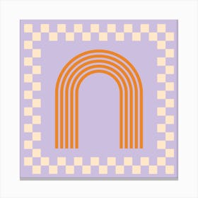 Chess Rainbow Orange And Lilac Square Canvas Print