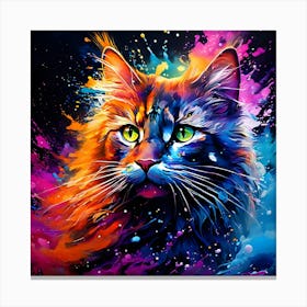 Colorful Cat Painting Canvas Print