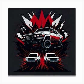 Car Red Artwork Of Graphic Design Flat (193) Canvas Print