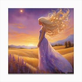 Girl In A Field Canvas Print