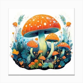 Mushrooms In The Forest 55 Canvas Print