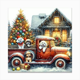 In A Snowy Christmas Village An Old Red Mgvpqxg Canvas Print