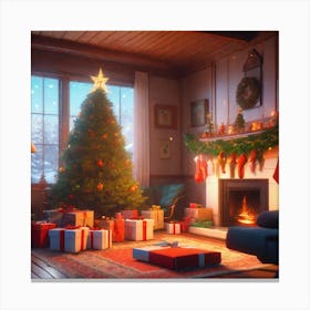 Christmas Tree In The Living Room 128 Canvas Print