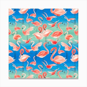 Flamingo Pink Square Canvas Print