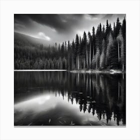 Black And White Lake 4 Canvas Print