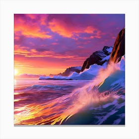 Sunset In The Ocean Canvas Print