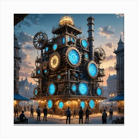 Steampunk Clock Tower Canvas Print