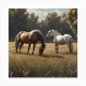 Horses In The Field 19 Canvas Print