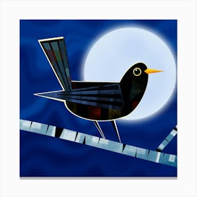 Blackbird on Branch 1 Canvas Print