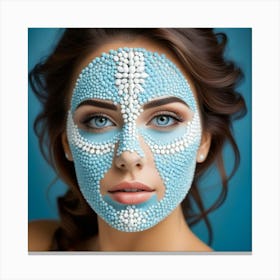 Beautiful Woman With Blue Face Mask Canvas Print