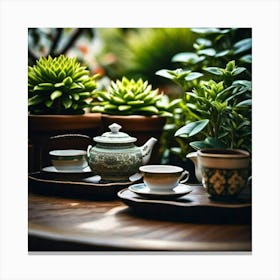 Garden indoor teapot Canvas Print