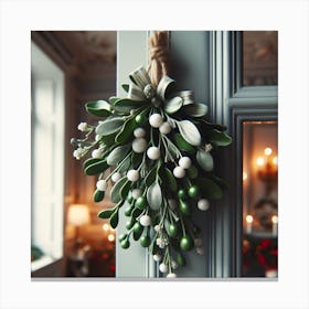 Christmas Wreath On A Door Canvas Print