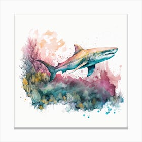 Shark Watercolor Painting Canvas Print