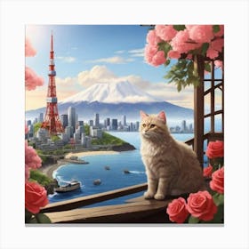 Cat On A Balcony Canvas Print