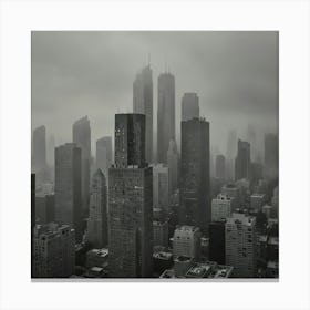 Black And White Cityscape Canvas Print