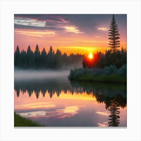 Sunrise Over A Lake 2 Canvas Print