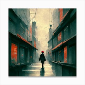 Girl In A City Canvas Print