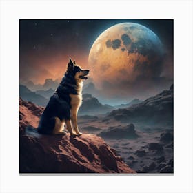 Dog On The Moon Canvas Print