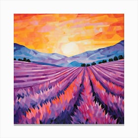 Lavender Field At Sunset Canvas Print