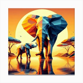 The Earth and Water Guardians Elephants Canvas Print