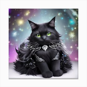 Black Cat With Green Eyes Canvas Print