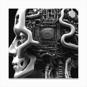 Human Head With Circuit Board Canvas Print