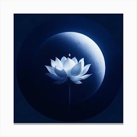"Lunar Serenity"  A celestial bloom emerges in the tranquility of night, its petals glowing with the luminescent calm of the moon's embrace, creating a symphony of light and darkness.  Embrace the tranquil allure of this piece, where the purity of the lotus meets the mystique of moonlight, offering a soothing presence that enriches the soul and brings peace to any space. Canvas Print