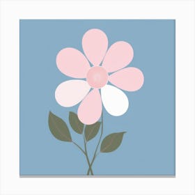 A White And Pink Flower In Minimalist Style Square Composition 220 Canvas Print