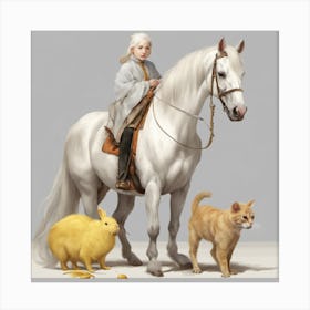 Girl And Her Pets Canvas Print