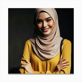 Muslim Woman Smiling Canvas Print