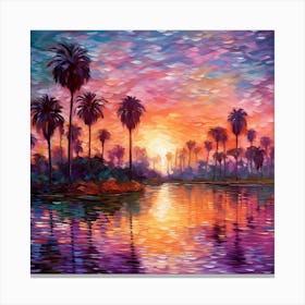 Sunset In Palm Trees Canvas Print