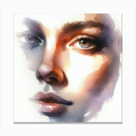 Watercolor Of A Woman'S Face 16 Canvas Print