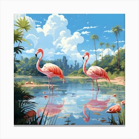 Flamingo Fun 10 Canvas Print