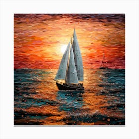 Sailboat At Sunset 3 Canvas Print