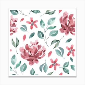 Minimalist Blooming Floral Pattern Art Canvas Print