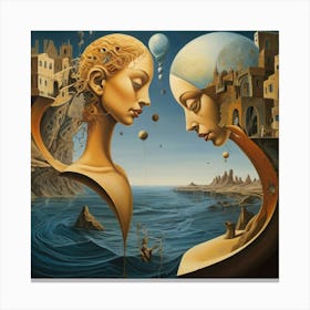 Two Women In The Water Canvas Print