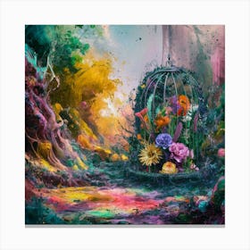 A stunning oil painting of a vibrant and abstract watercolor 5 Canvas Print