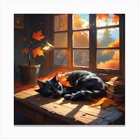 Cat On A Window Canvas Print