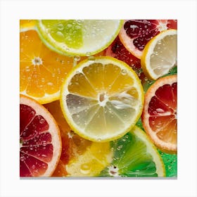 Citrus Slices With Water Droplets Canvas Print