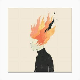 Depression Stress Burn-Out Hand Drawn Pastel Minimalist Illustration Canvas Print