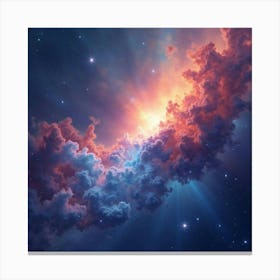 Radiant Cosmic Nebula Painted In Watercolor Hues 1 Canvas Print