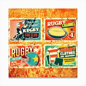Rugby sport rusty metal plates, Vintage Rugby Club Poster Canvas Print