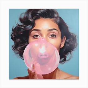 Woman Blowing Bubbles Canvas Print