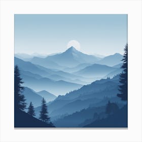 Misty mountains background in blue tone 46 Canvas Print