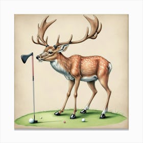 Deer On Golf Course 4 Canvas Print