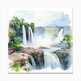 Watercolor Waterfalls 1 Canvas Print