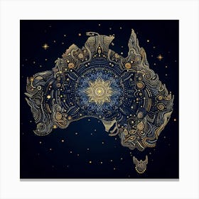 Australia Map With Gold Canvas Print