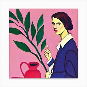 Woman With A Plant Canvas Print